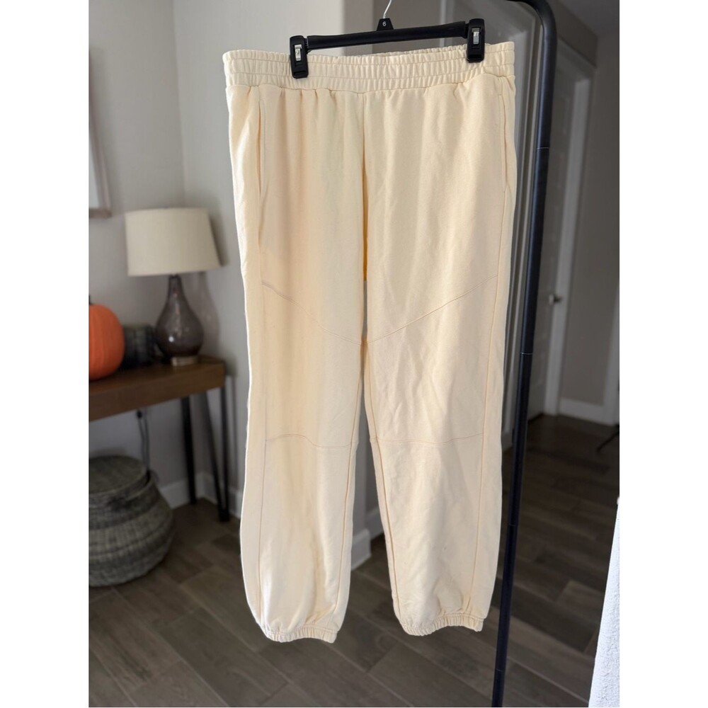 naked wardrobe Soft Yellow Cream Track Joggers XL NWOT